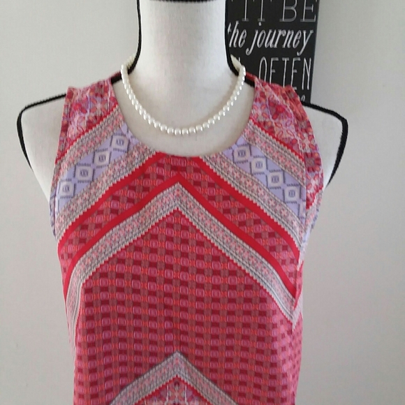 FOURTEEN PLACE SLEEVELESS CHEVRON HI-LOW BLOUSE M - Picture 6 of 8